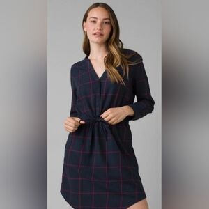 prAna Loop to Pines Dress Women's M Navy Red Plaid NWT Outdoor Flannel Gorpcore
